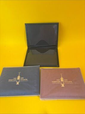 Vaccination Certificate Holder Wallet - Black and Brown - set of 3
